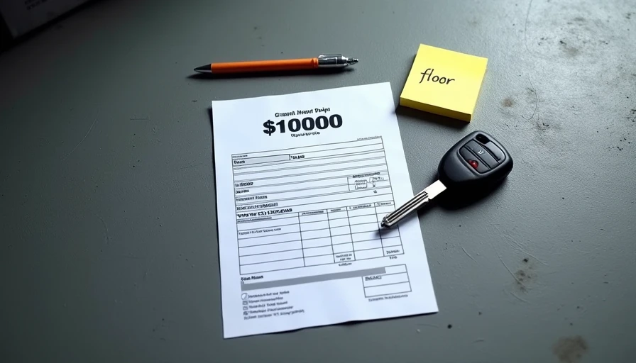 Printed Carmax offer sheet showing 12000 dollars with car key and floor note