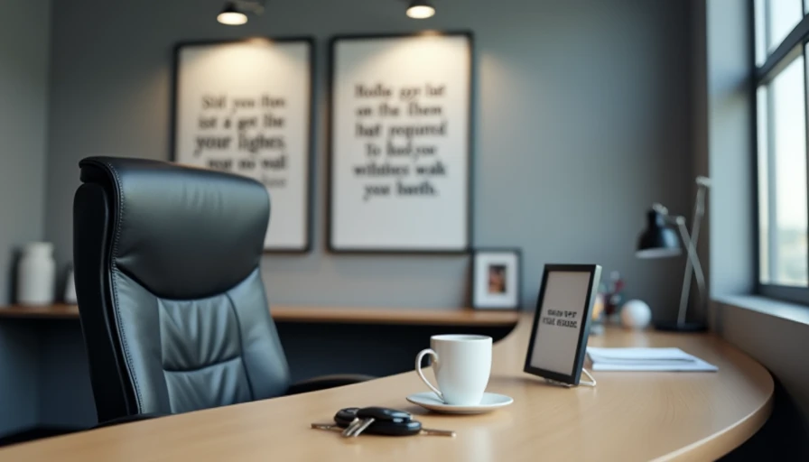 Office chair pushed back car keys on desk and closed sign in finance office

