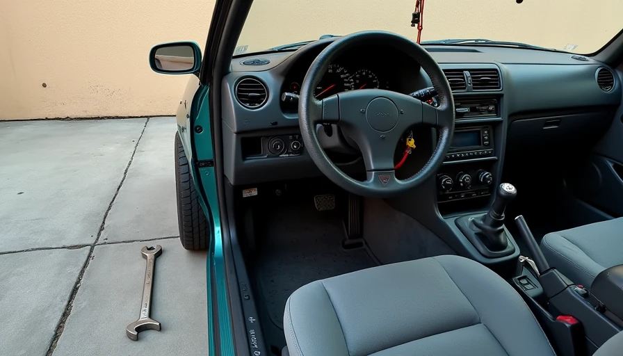 Car interior showing aftermarket boost gauge exposed wires and scratched dashboard